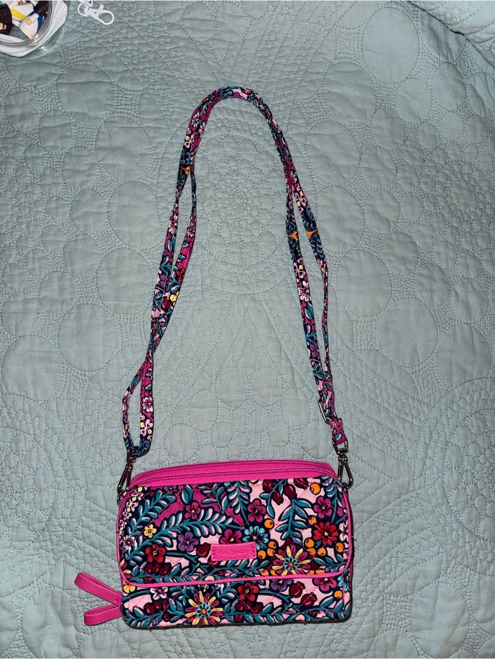 Vera Bradley Pink Floral Quilted Crossbody Bag